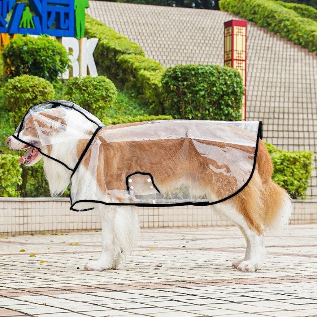 Qpets Dog Raincoat for Walking and Hiking with Adjustable Buttons EVA Hood 6XL 2PCS | Waterproof Coat for Dogs Weighing 20–25kg