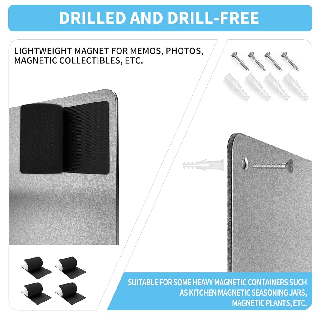 OFIFO® Stainless Steel Magnetic Board 43x30cm Wall Mounted Metal Memo Board for Home, Office, or Kitchen Organization & Display