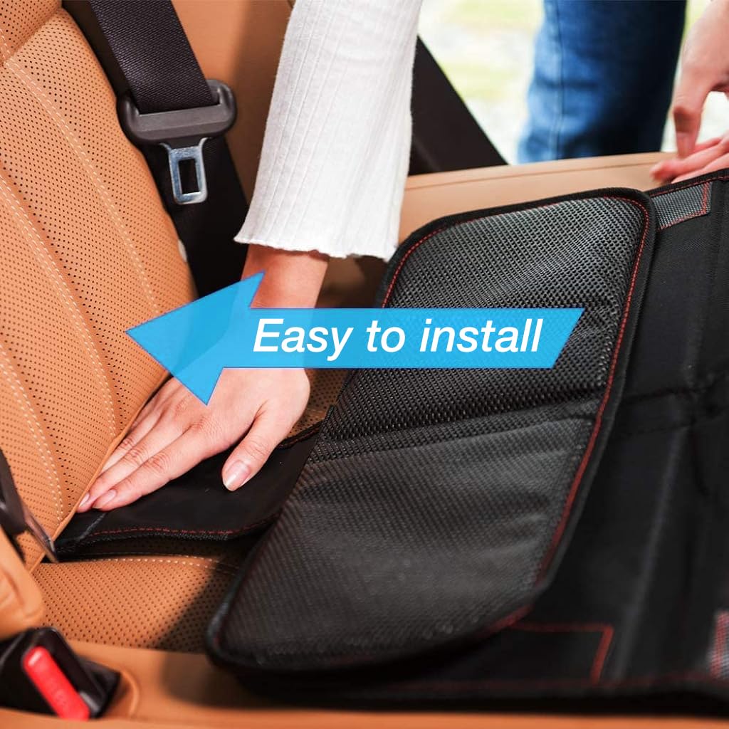 STHIRA Car Seat Protector for Child Car Seat with Thick Padding and Non Slip PVC Leather | Black Upholstery Cover