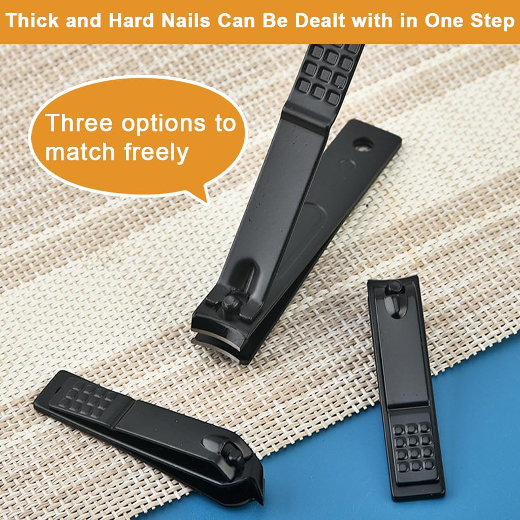 ZIBUYU Manicure Pedicure Kit with 15 Pcs Ergonomic Tools and Black Leather Case for Travel