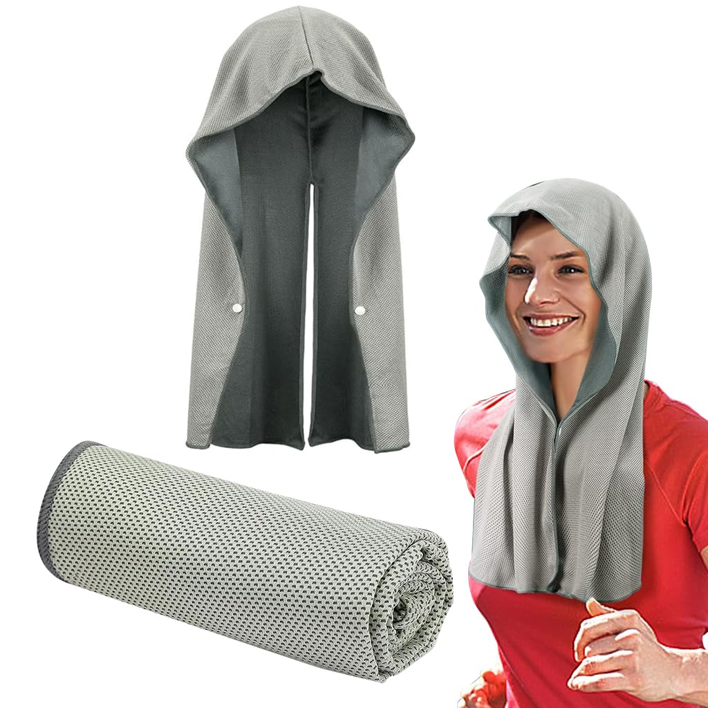 Proberos® Cooling Hoodie Towels, Absorbent & Quick Drying Sweat Towel Wraps for Neck and Face, Long-Lasting Cooling and Sun Protection in Hot Weather