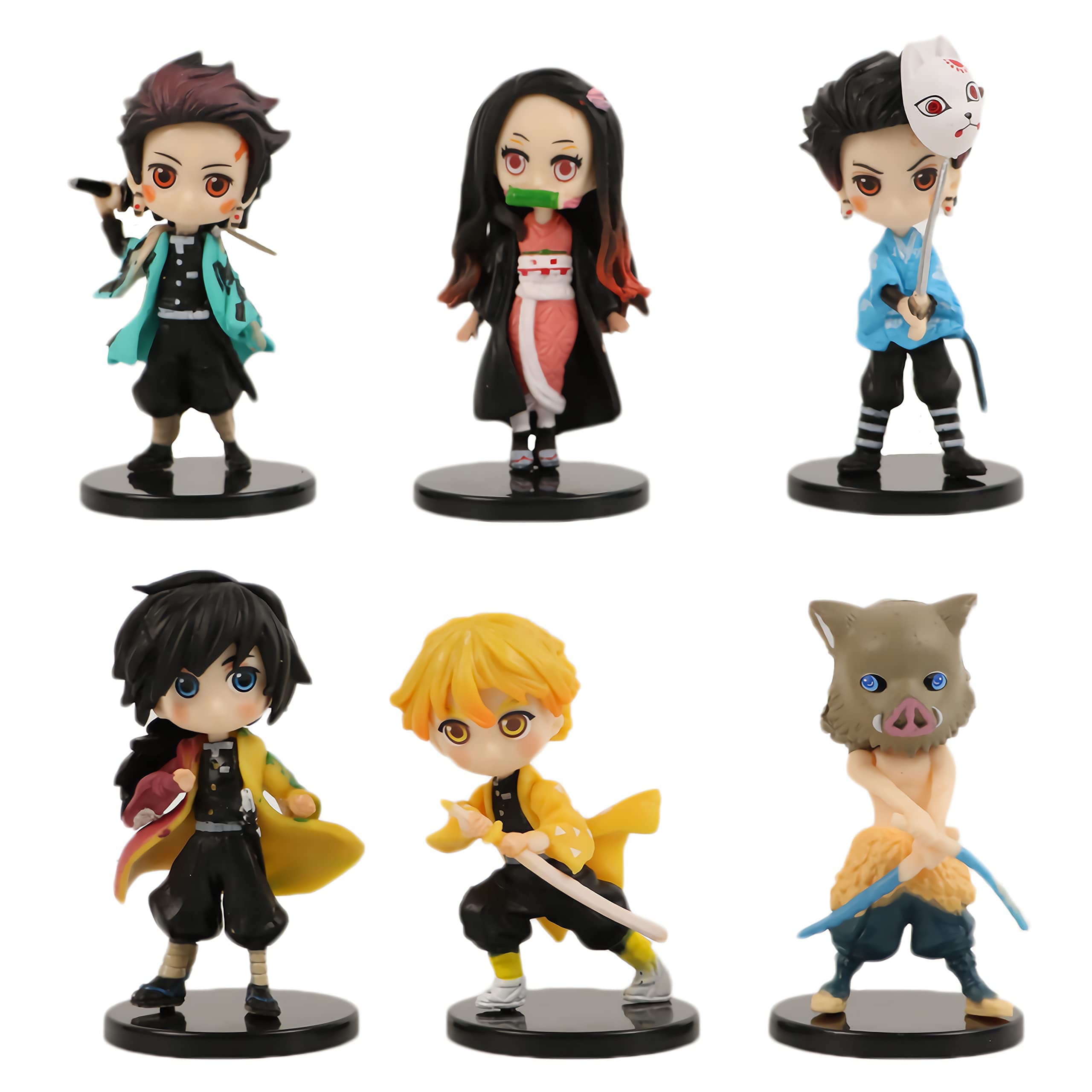 HASTHIP Demon Slayer Action Figures Set with 6 Characters 2.5–2.9 in | Non Toxic Plastic Toys