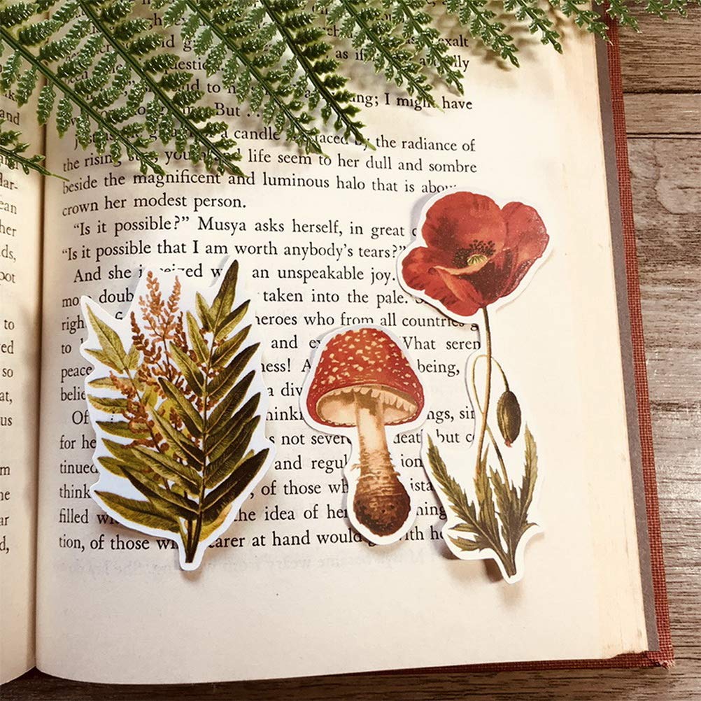 HASTHIP 60 Pcs Vintage Ephemera Pack, Romantic Easy Self-Adhesive Plants Floral Style Decoration Note Paper Stickers for Card Stock Scrapbook Letters Notebook Card Making DIY (Vintage Flower)