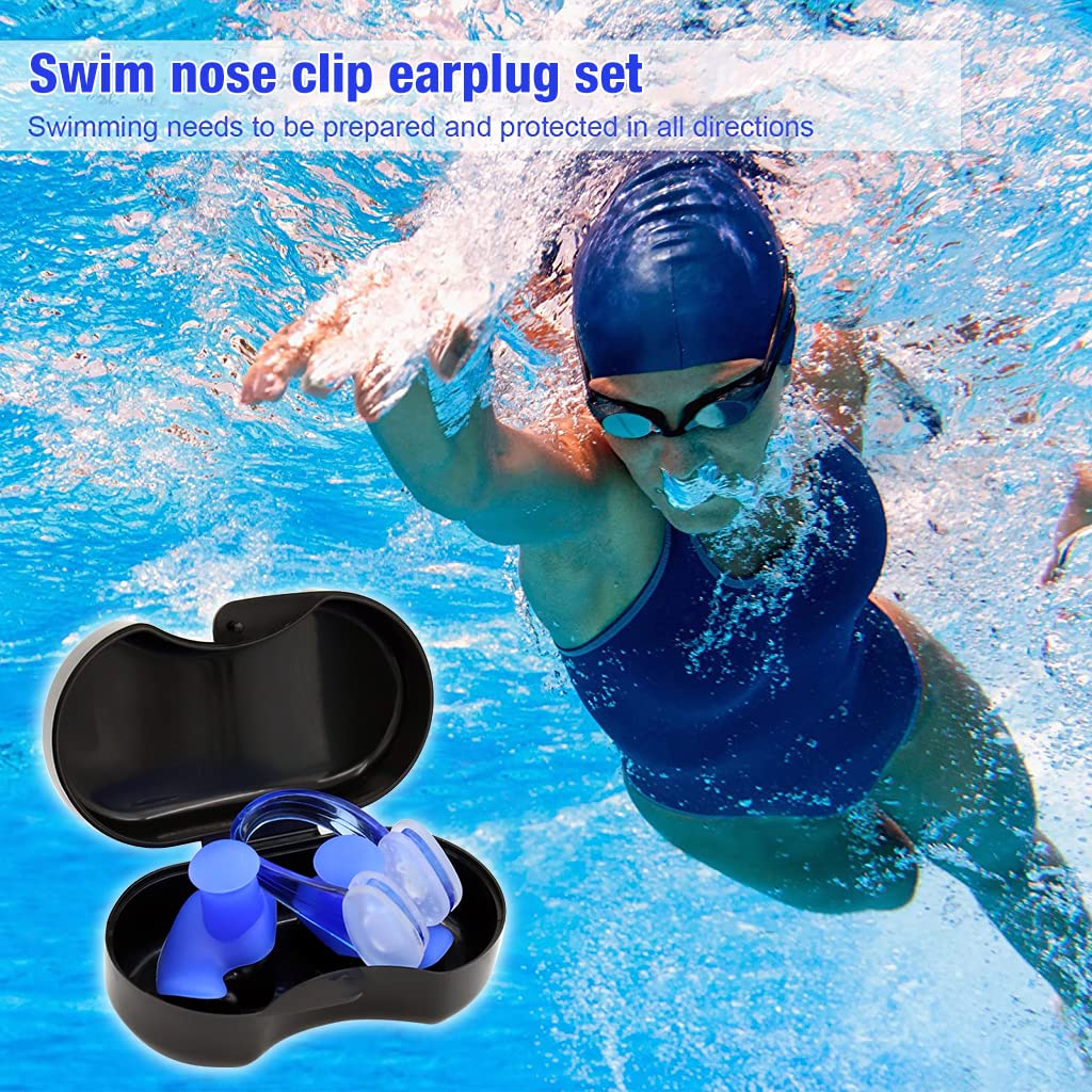 Proberos Ear Plugs and Nose Clip Set for Swimming with 30mm Ear Plugs & 3D Ergonomic Design | Soft Silicone for Adults