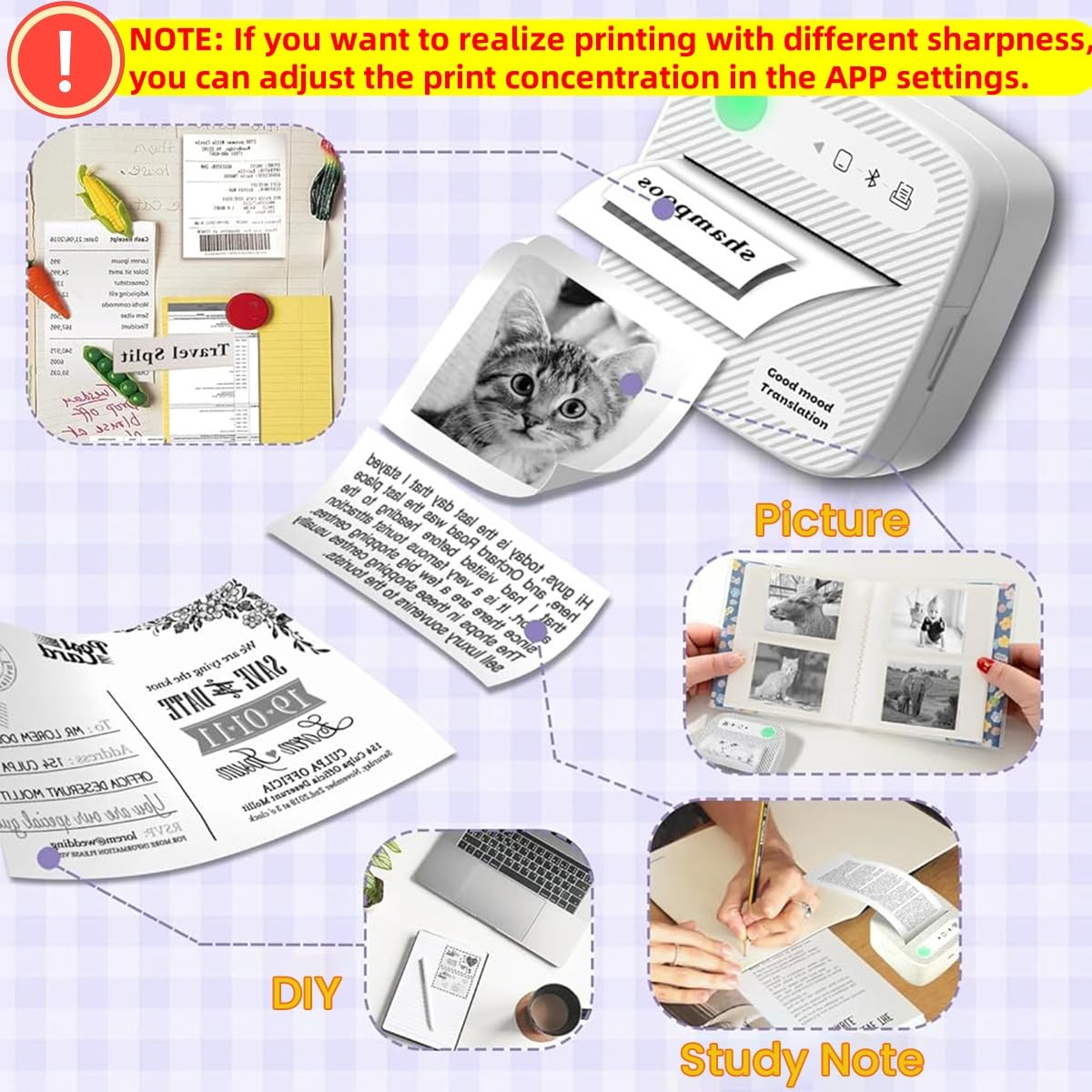 ZEITEL Thermal Label Printer for Android & iOS with Bluetooth Connectivity and 13 Rolls | Portable Sticker and Note Printing