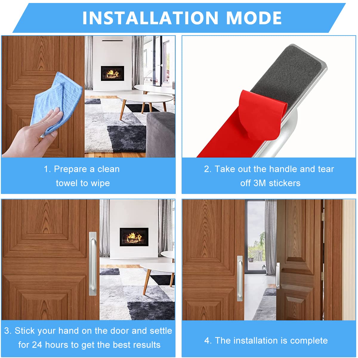 Supvox Door Handle for Cabinets and Sliding Doors featuring 5.8 in Self-Adhesive Design | Polished Aluminum Alloy Pull