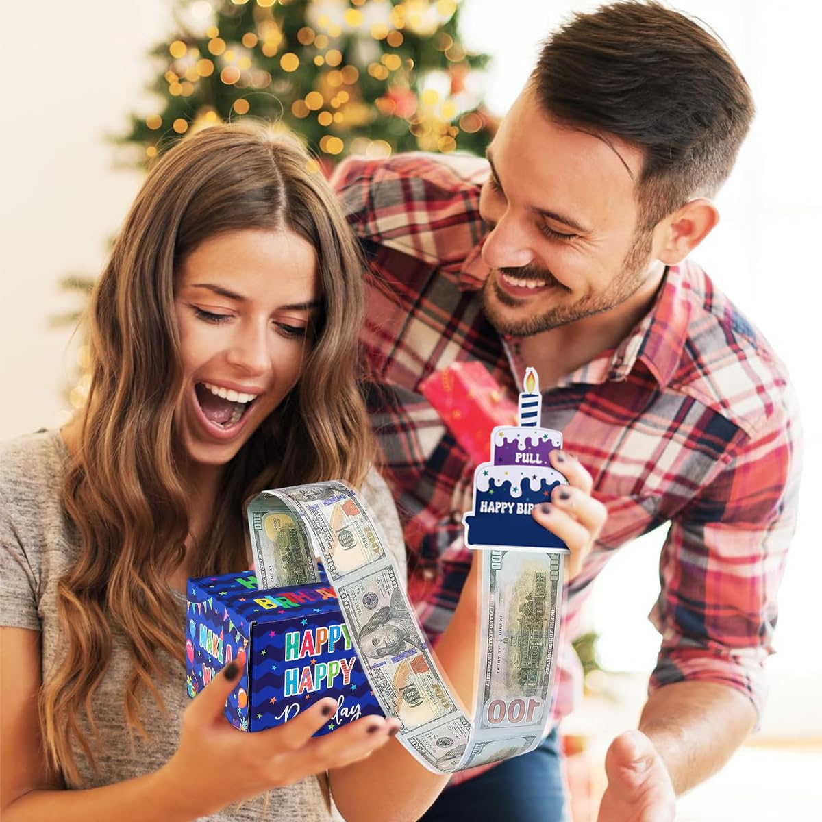 HASTHIP Birthday Money Box for Cash Gift with 100 Plastic Bags and Pull Out Card | Fun DIY Surprise