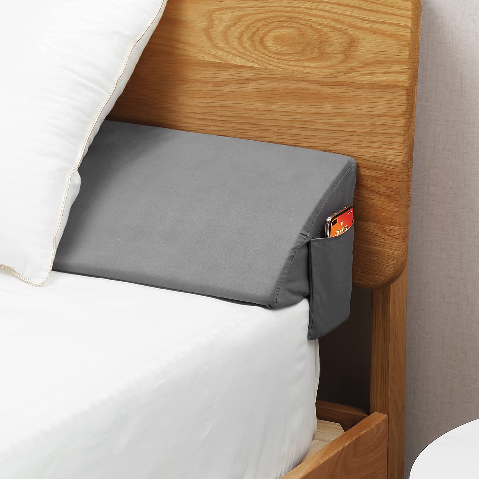 HASTHIP® Wedge Pillow for Sleeping, Bed Wedge Insert with Side Phone Pocket & Detachable Zippered Cover, Wedge Pillow Support for Back, Neck, Acid Reflux, and Reading in Bed, 38x9.8x6 inches