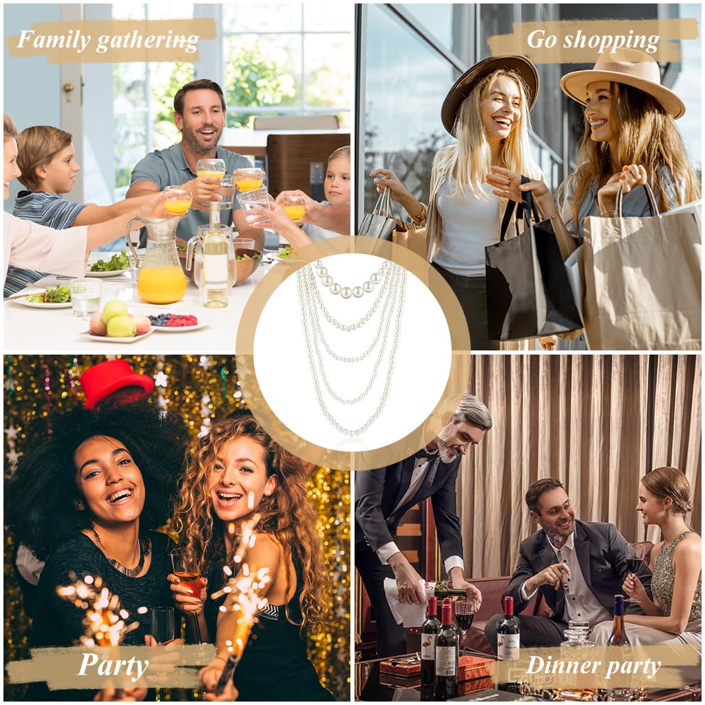 SANNIDHI Pearl Necklace for Elegant Occasions featuring Five Layered Design in White | Comfortable Jewelry Gift for Women and Girls