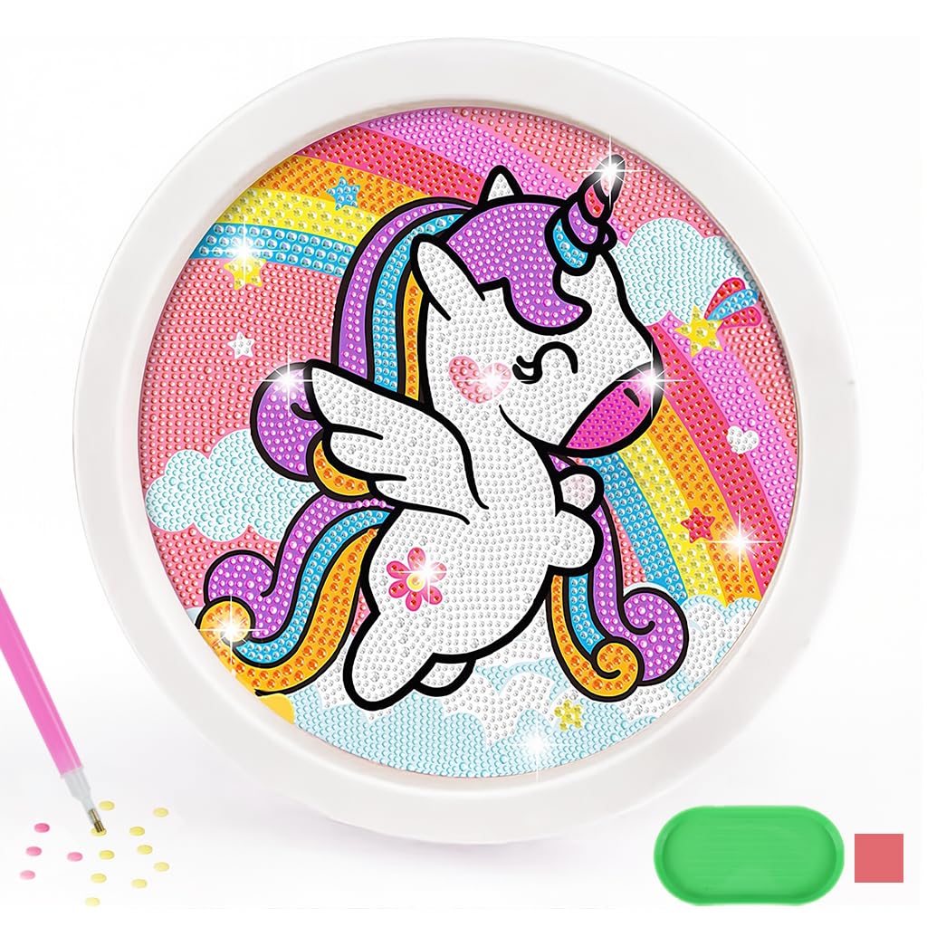 Zibuyu 5D Unicorn Diamond Painting with Frame 20x20 cm for Kids 6-12 | DIY Art Kit