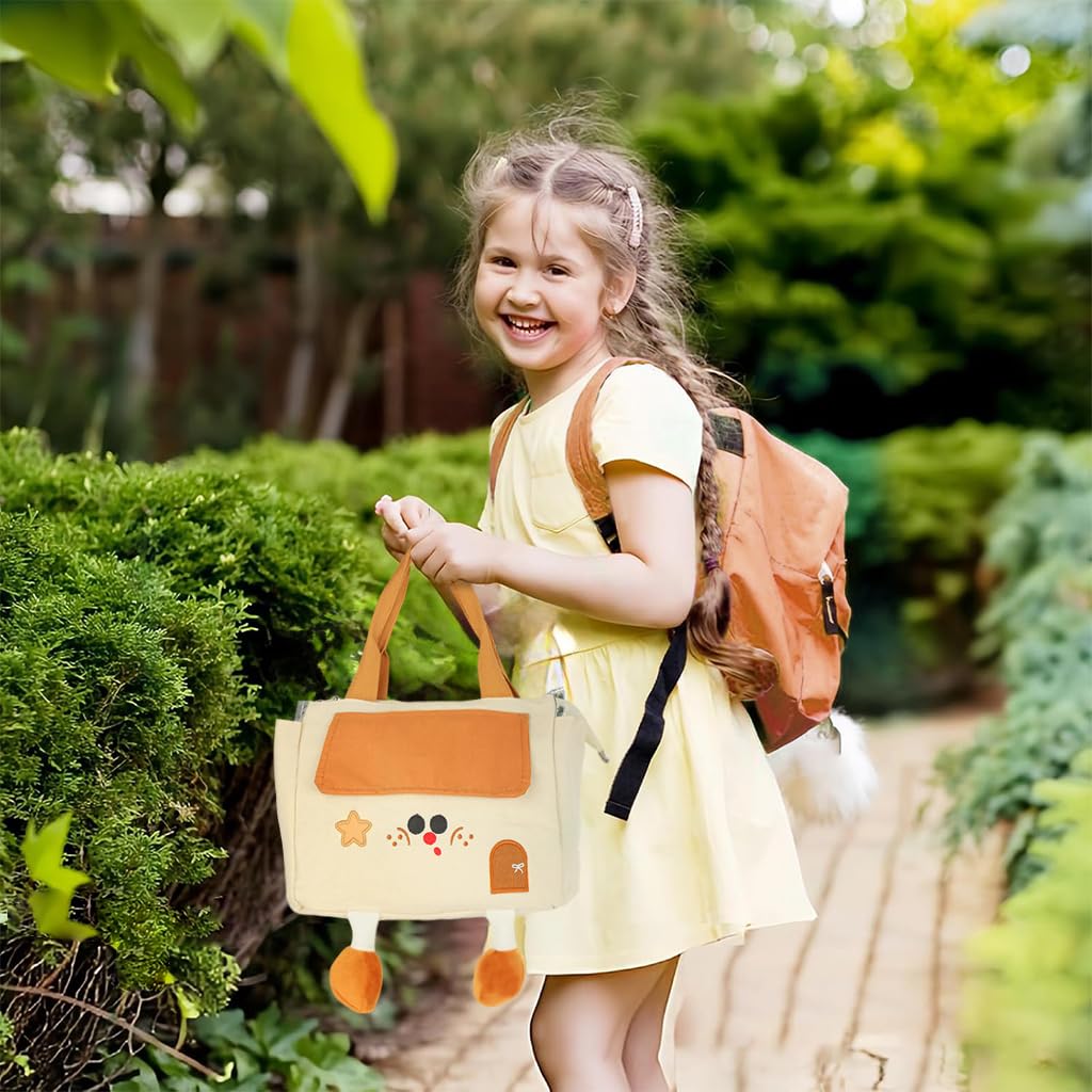 HASTHIP Lunch Bag for Kids with 9.5L Capacity and Reinforced Handles | Waterproof Brown Tote