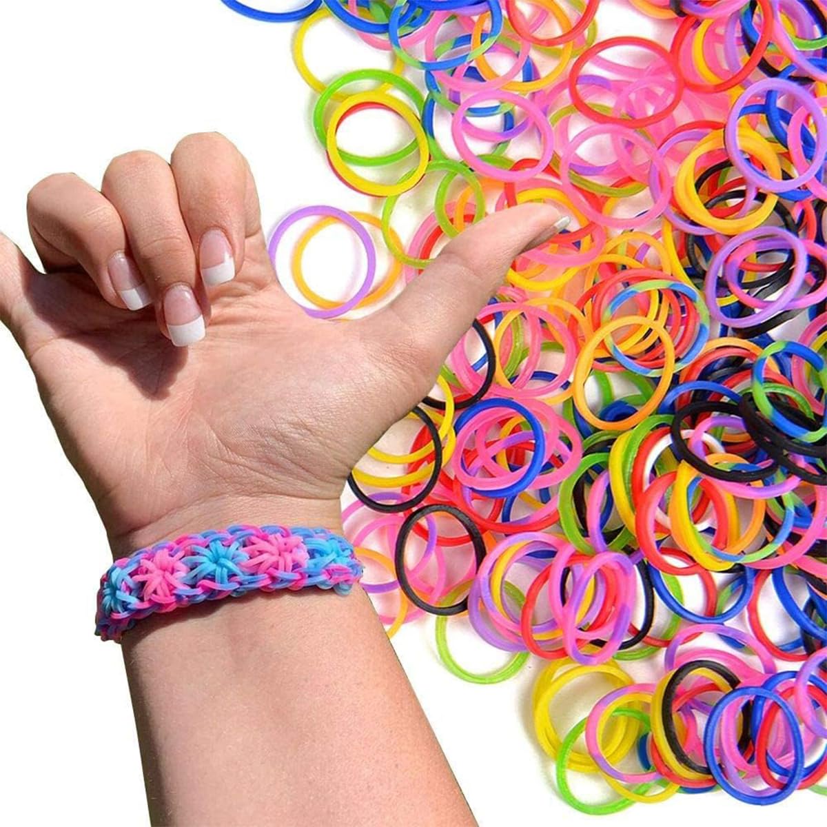 PATPAT® 5400+ Loom Band Kit Colorful Rubber Band Bracelet Refill Set Includes 12 Color Loom Bands Kit, 300 S-Clips, 15 Lovely Charms and 6 Crochet Hooks Kits for Kids