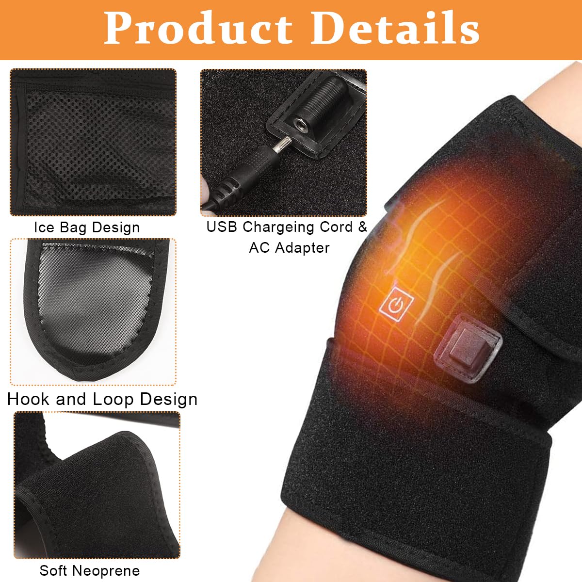 HANNEA® Electric Heating Pad for Knee Pain Relief USB Portable Heat Pad Knee Wrap Heating Belt Hot pad for Winters with 3 Temperature Control for Joint Soreness, Swelling, Cramps, Rheumatism