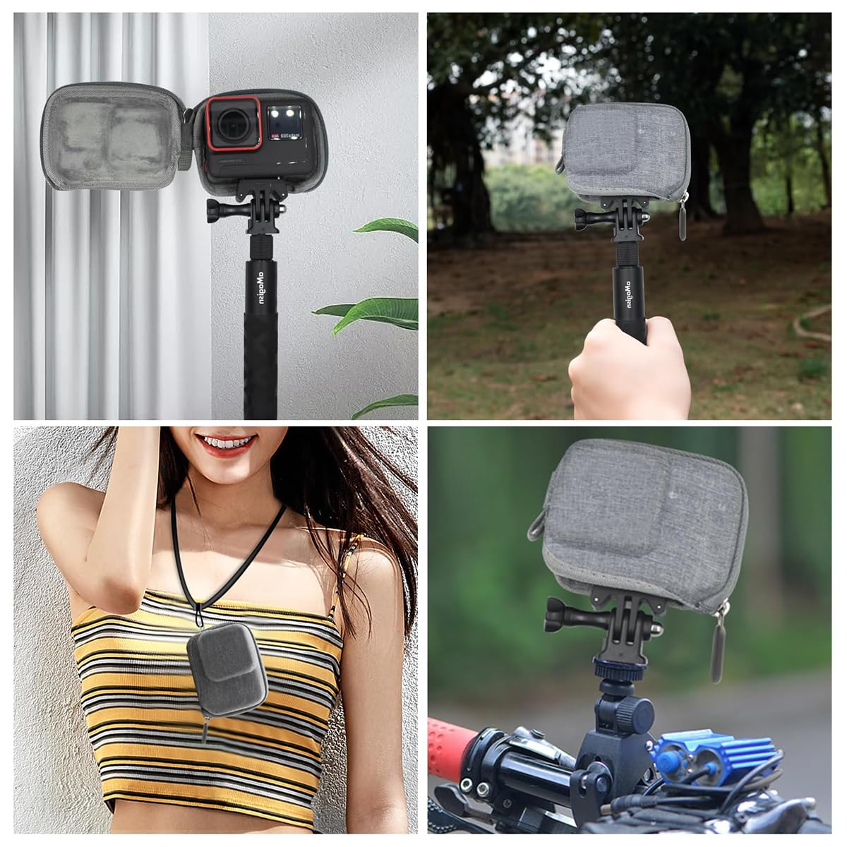 ZORBES Carry Case for Insta360 Ace Pro Action Camera with Dual Zipper and EVA Hard Shell 4.1 x 3.15 x 1.77 in | Gray 2 PCS