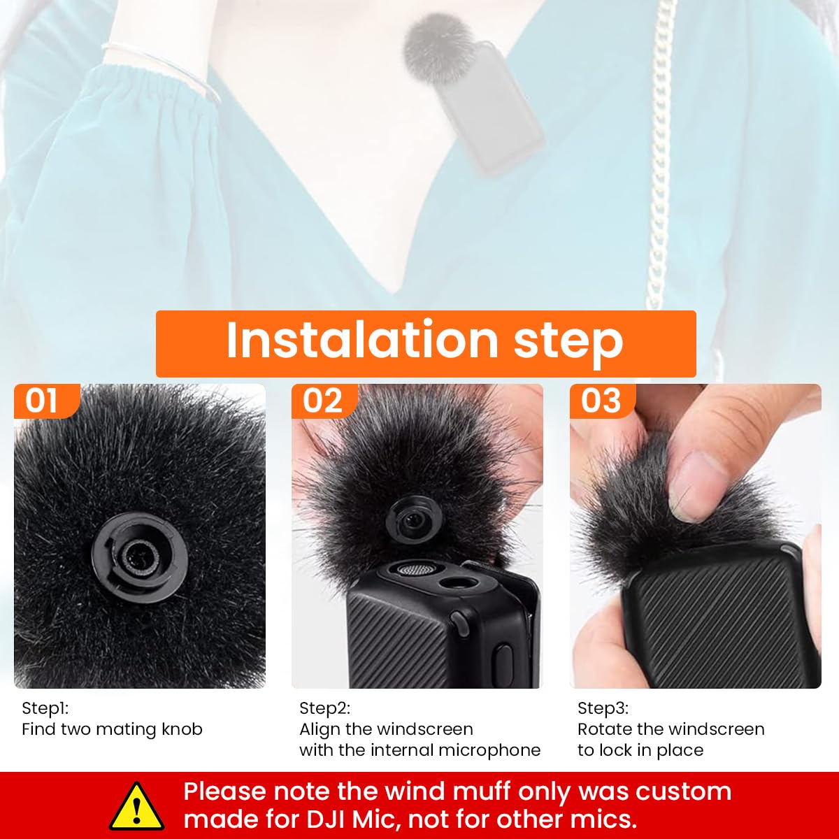 ZORBES Windscreen for DJI MIC 2 Wireless Lavalier Microphone 2 Pack with Threaded Fastener and Soft Artificial Fur Cover