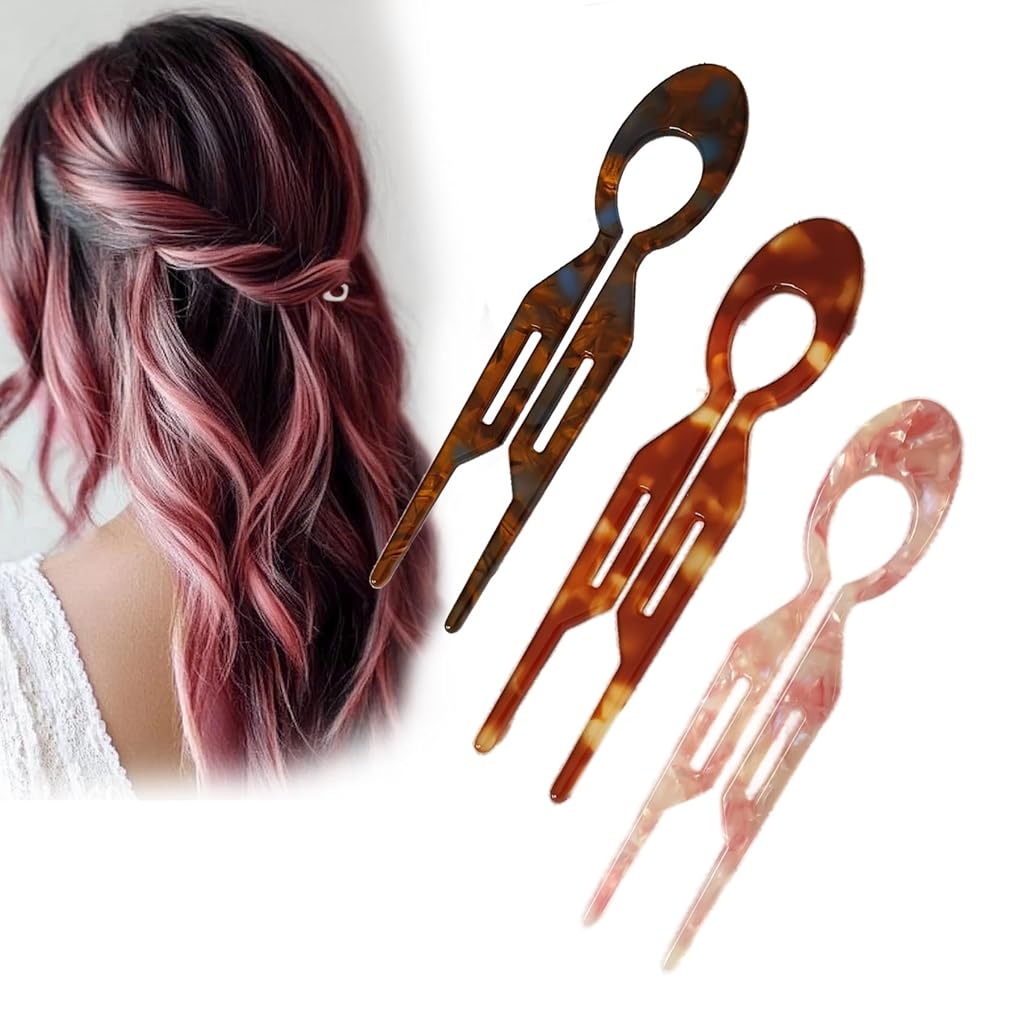 SANNIDHI® 3Pcs Large U Pins Hair Accessories, 4.72 inches Hair Pins Easy Half Up Twist Pins Hair Styling Tools for Twisted Half-Updo, Twisted Crown Braid, Hair Styling Accessories for Women Girls