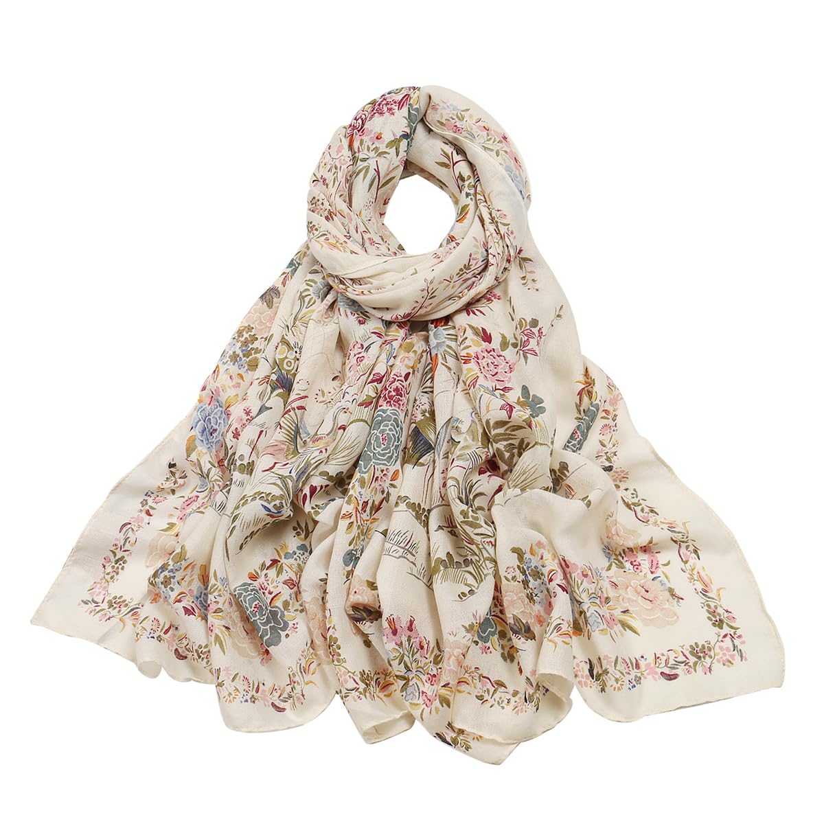 SANNIDHI Long Scarf Shawl for Women featuring 85x180cm size with cotton linen blend | floral wrap gift