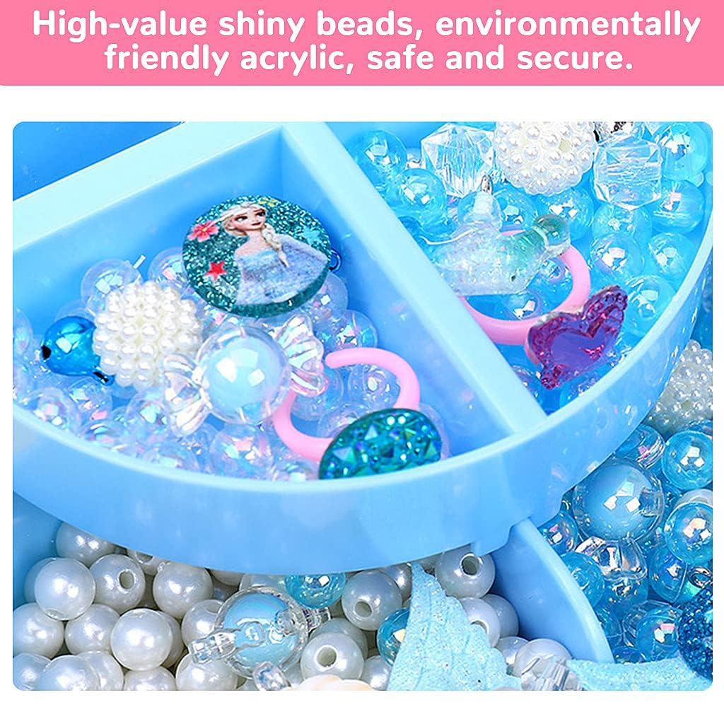 HANNEA â Girls Making Jewelry Set,Fun And Colorful Beads For Jewellery Making,Children'S Self-Made Bracelet,Necklace And Hair Band Ring, Birthday Gift For Children Over Six Years Old (Blue)(Acrylic)