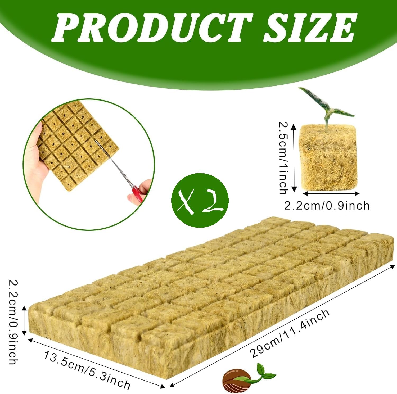 HASTHIP Seed Starter Rockwool Cubes 100 pcs 0.98 in for Hydroponic Growing | Cuttable Biodegradable Basalt Pads