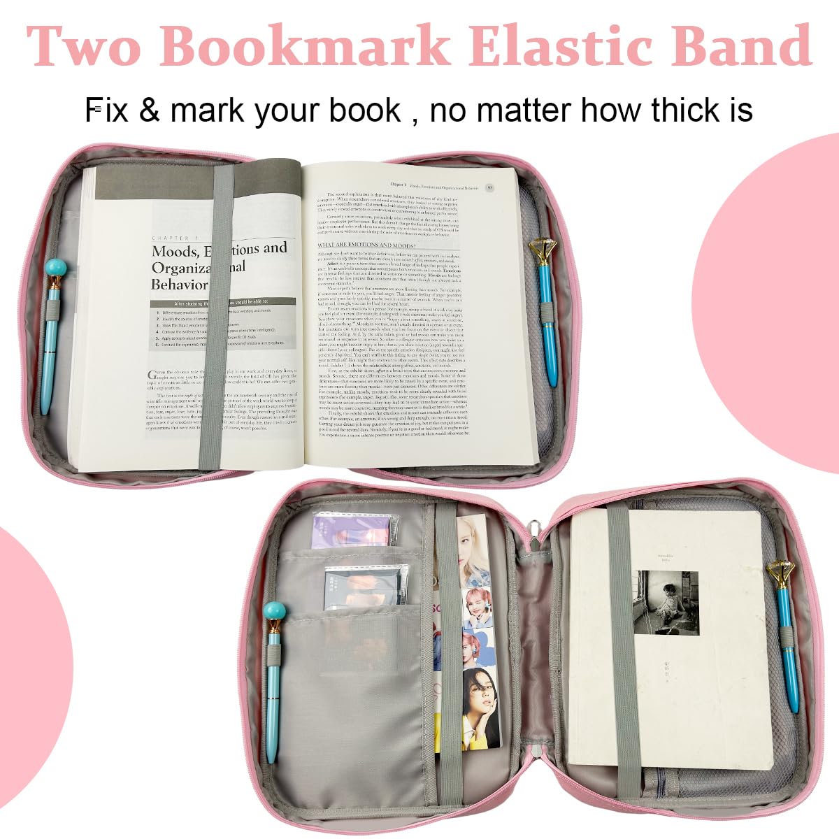 Climberty Leather Bible Cover for Women featuring Folding Stand and Multi Pockets 28x22x6cm Pink