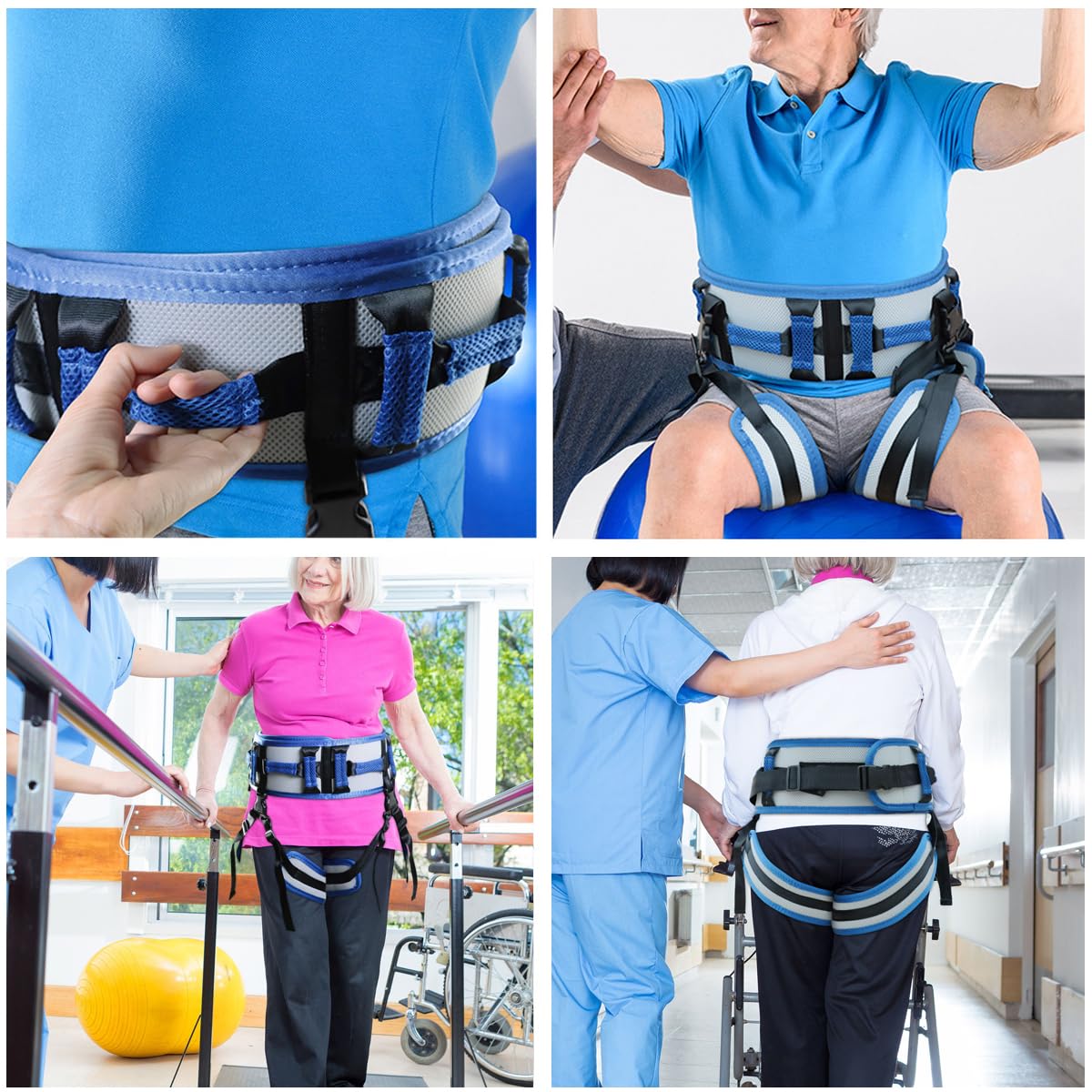HANNEA Gait Belt for Patient Transfer with Detachable Leg Loops and Lifting Handles | Adjustable 75–140 cm Waist