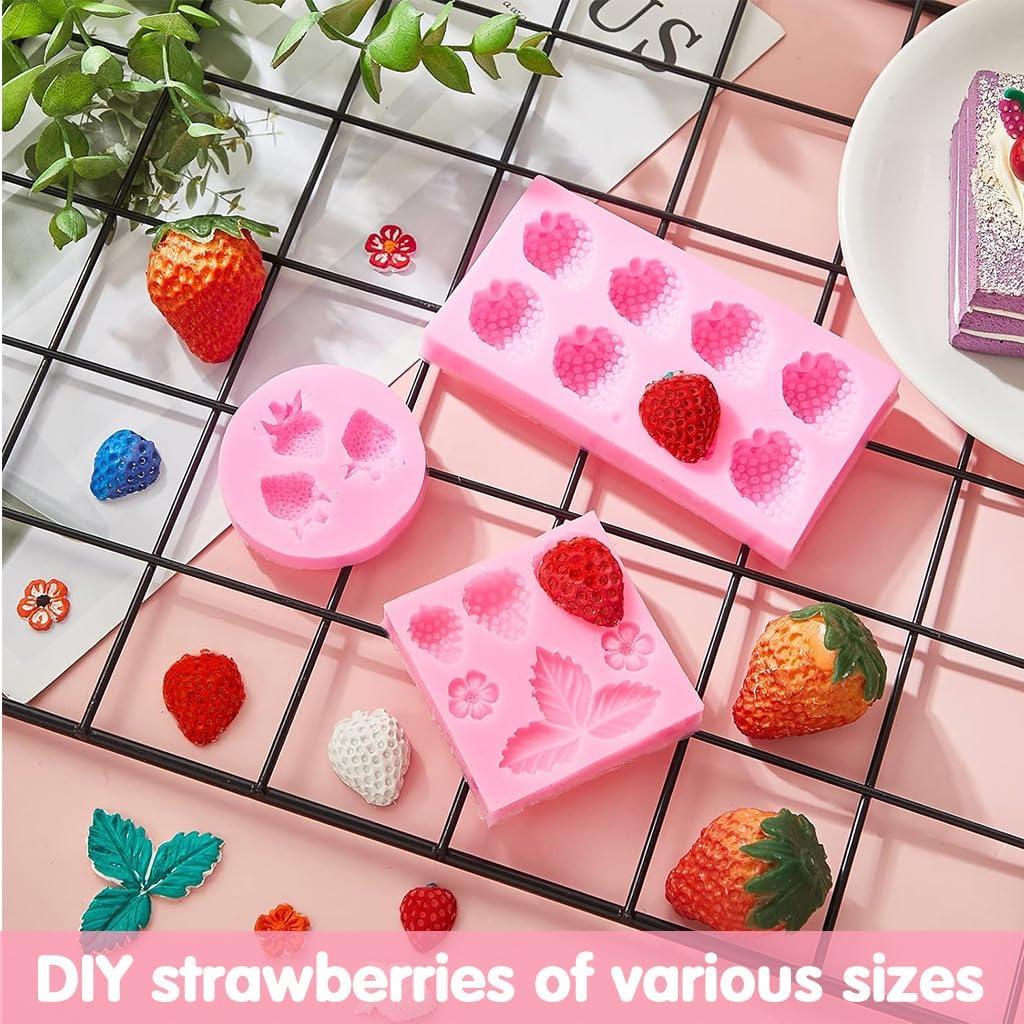 ZIBUYU Strawberry Silicone Molds for Chocolate and Soap with Non Stick Design | 5Pcs Food Grade Set