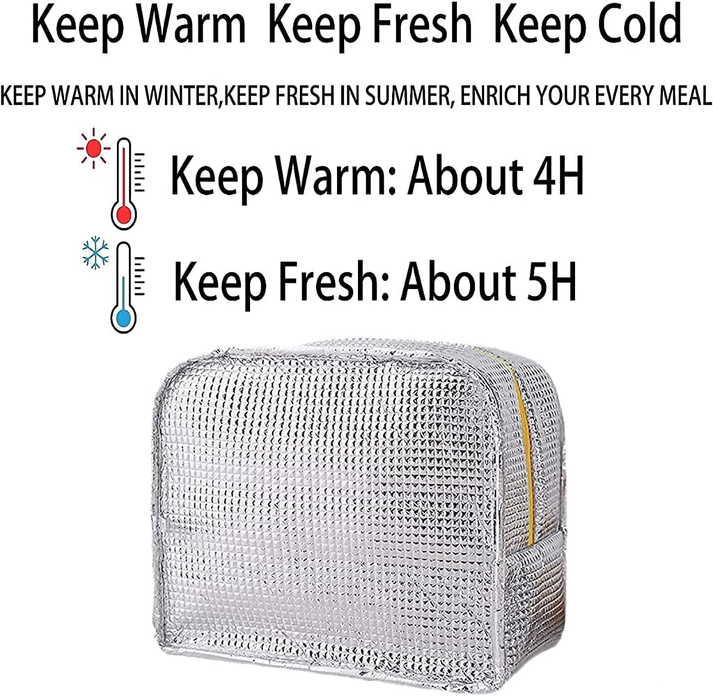 Zibuyu Insulated Reusable Lunch Bag for Work and School with 9.05x5.11x7.87 in Capacity | Waterproof Oxford Cloth and Thermal Aluminum Lining