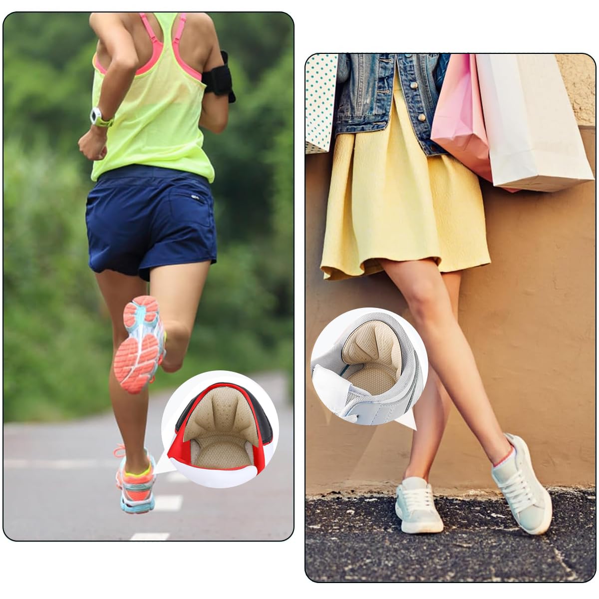 MAYCREATE Heel Cushion Inserts for Loose Shoes with Self Adhesive Sponge Mesh | 2 Pairs