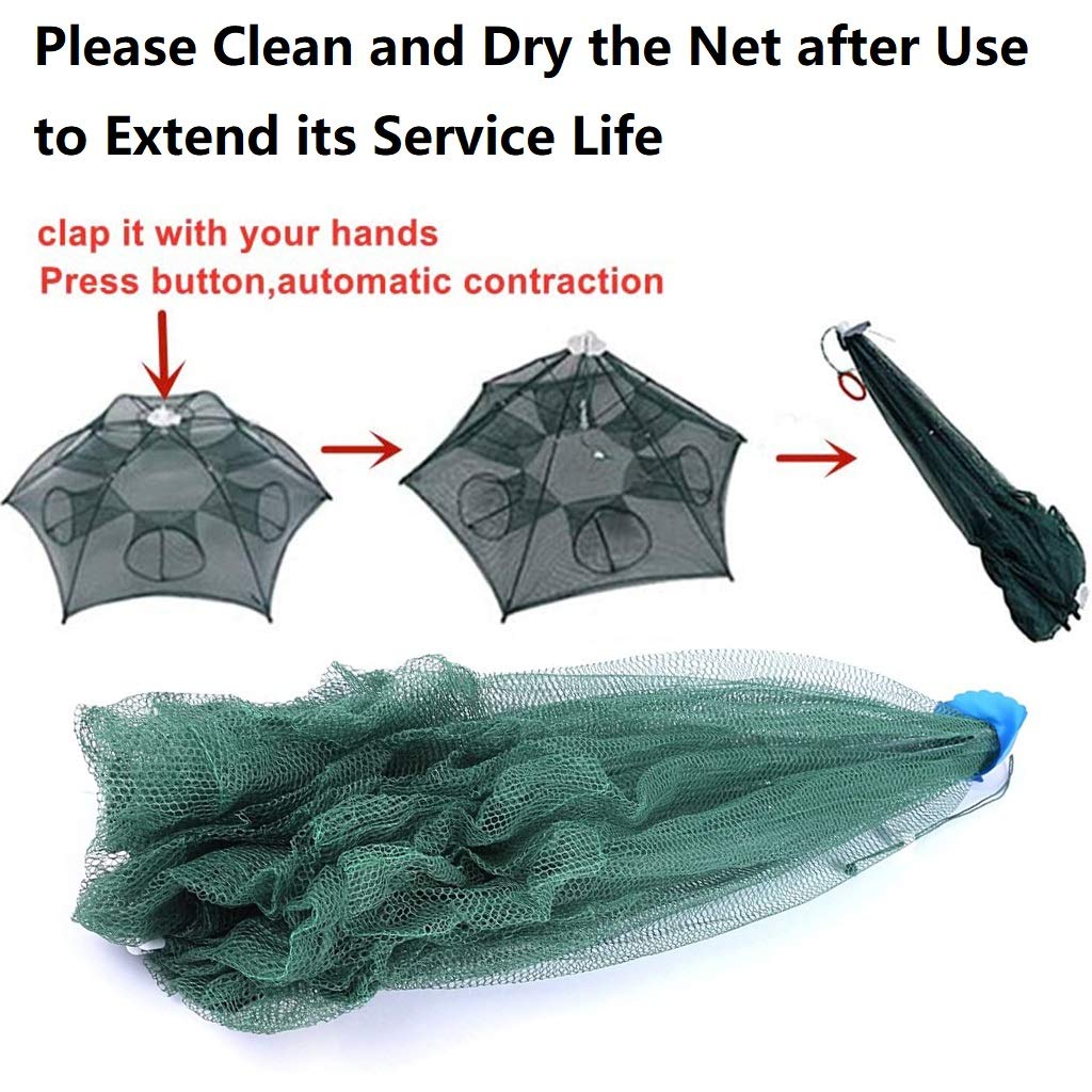 ZORBES Fishing Net for River and Outdoor Trapping with 8 Sides 8 Holes | Double Zipper Design