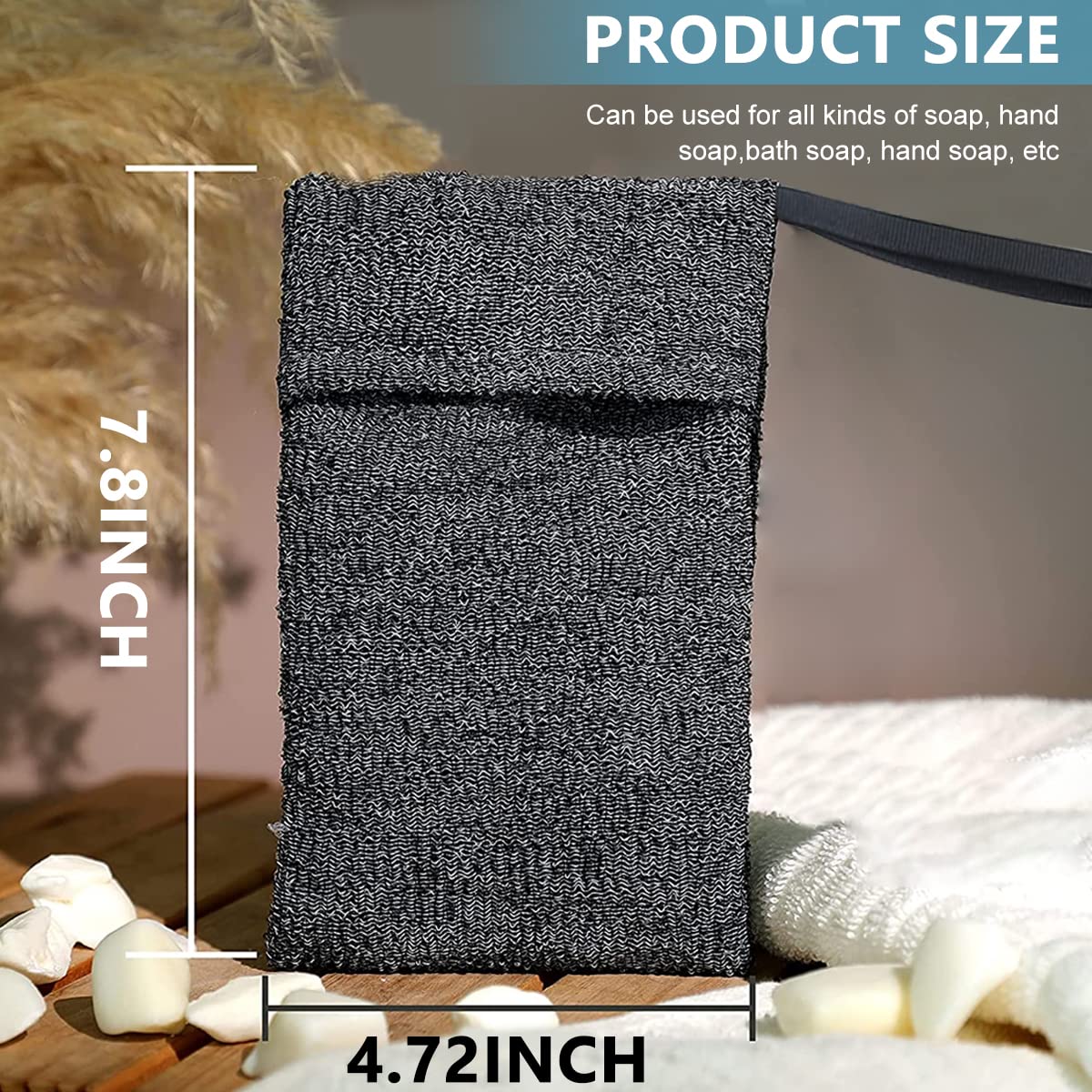 Maycreate Soap Saver Bags for Bath or Shower 6 Pack with Hanging Rope | Gray Mesh Exfoliating Pouch 7.87x4.72 in