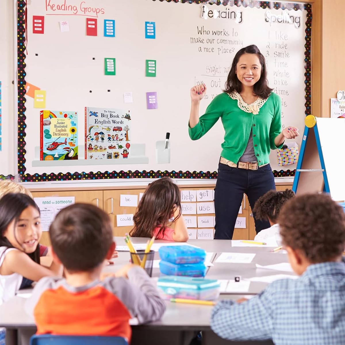 Climberty Magnetic Book Shelf for Whiteboard with 17×1.9in Strip and Pen Holder | Classroom Display