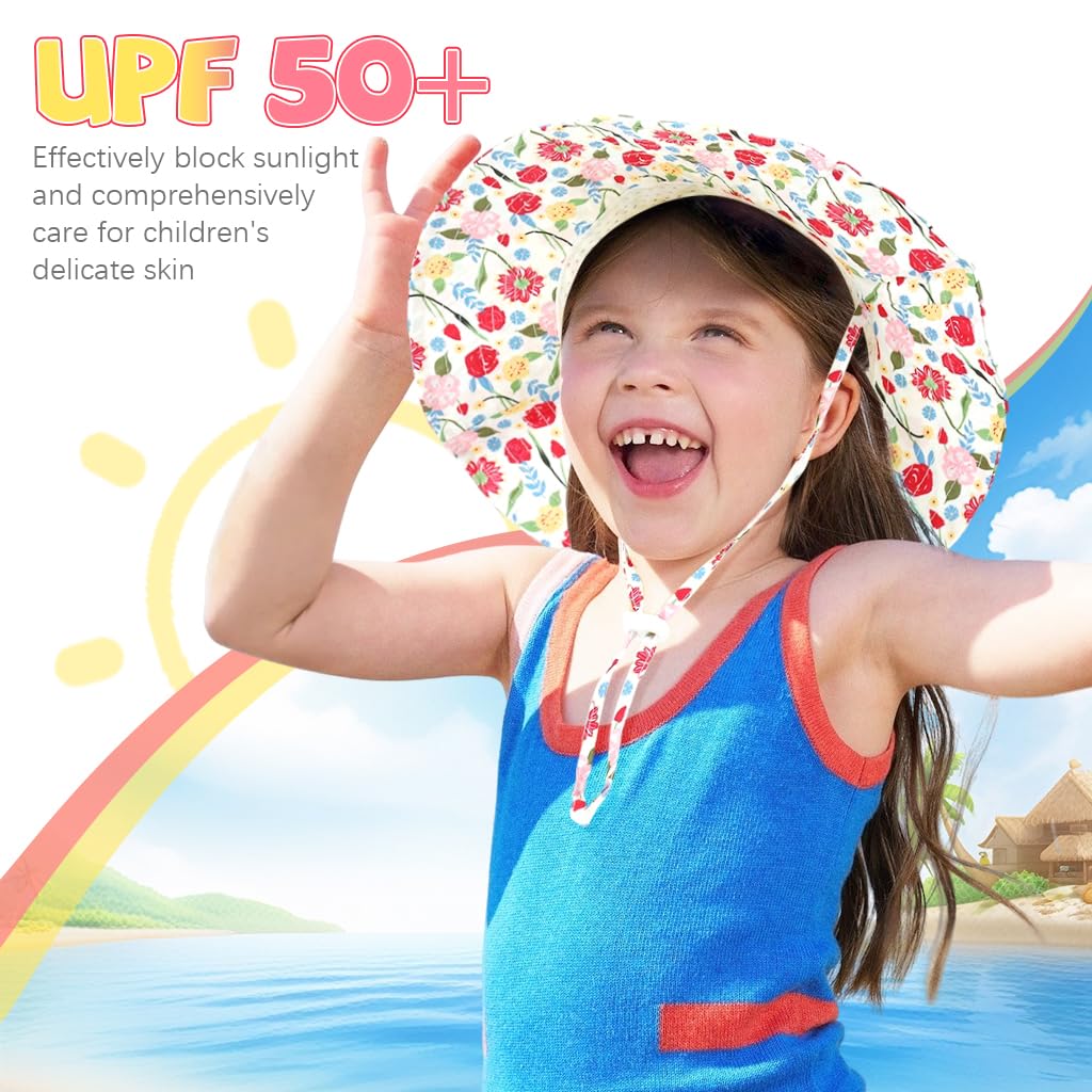 SNOWIE SOFT Sun Hat for Toddler Girls with UPF 50+ Wide Brim and Adjustable Chin Strap | Breathable Mesh Liner for Outdoor Play