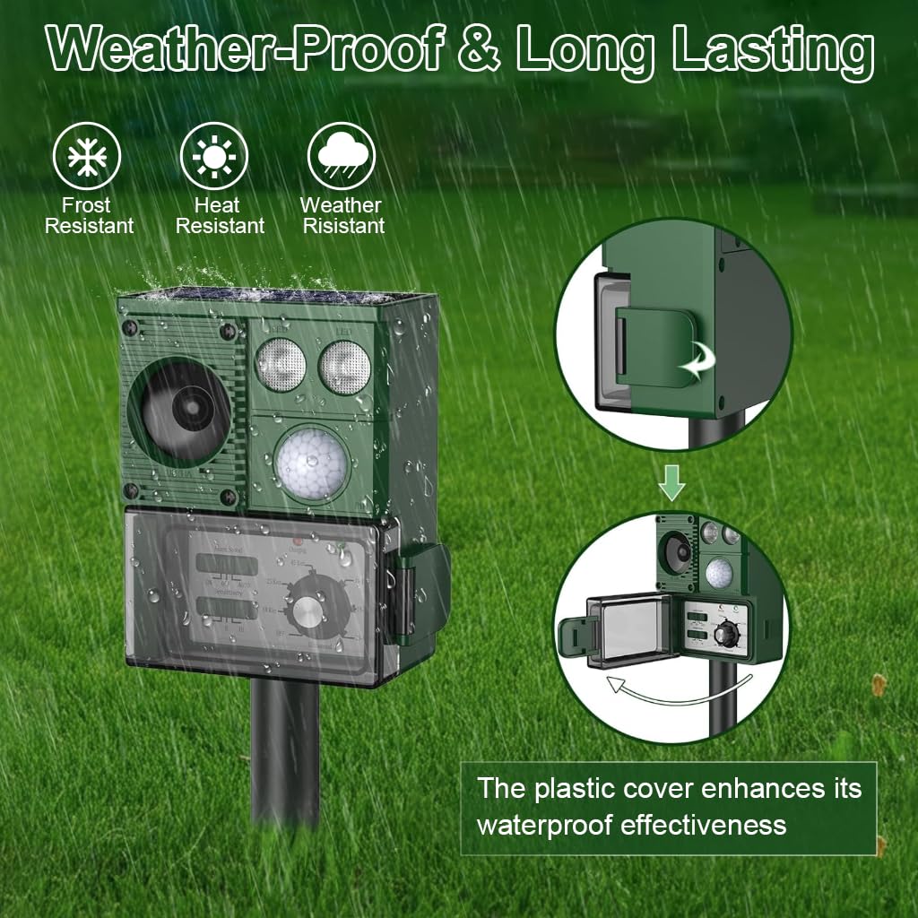 HASTHIP Solar Animal Repellent for Mice Rodents and Birds with IPX4 Waterproof Dual Alarm Mode