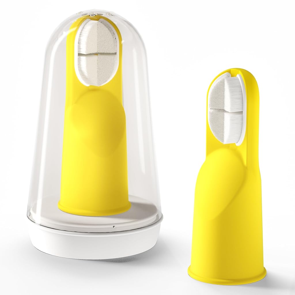 SNOWIE SOFT® Baby Finger Toothbrush for Aged 9-18 Month Triple-side Ultra Soft Fine Bristles Finger Toothbrush Silicone Finger Cot Soft Bristles Toothbrush for Baby's First Teeth