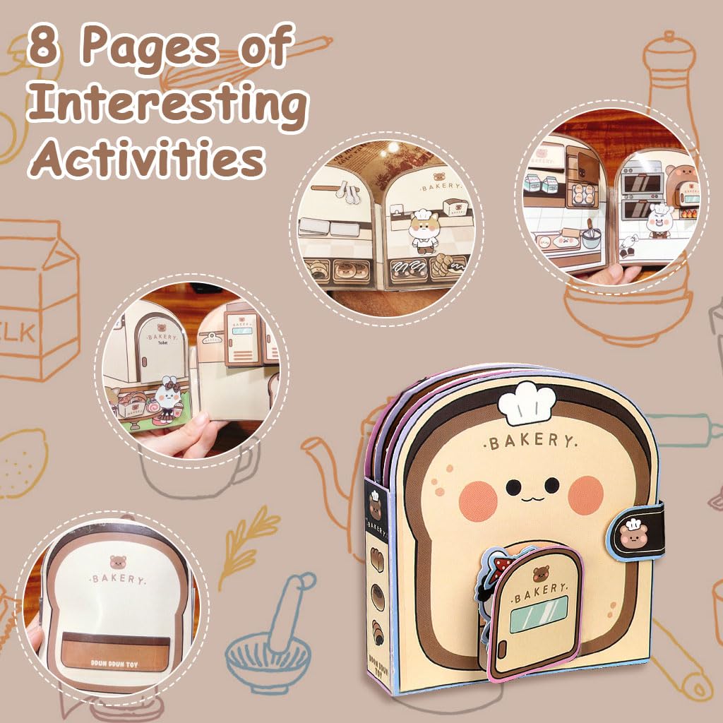 SNOWIE SOFT DIY Paper Quiet Book for Kids featuring Cute Bakery Scene and Safe Materials | Hands-On Motor Skill Activity