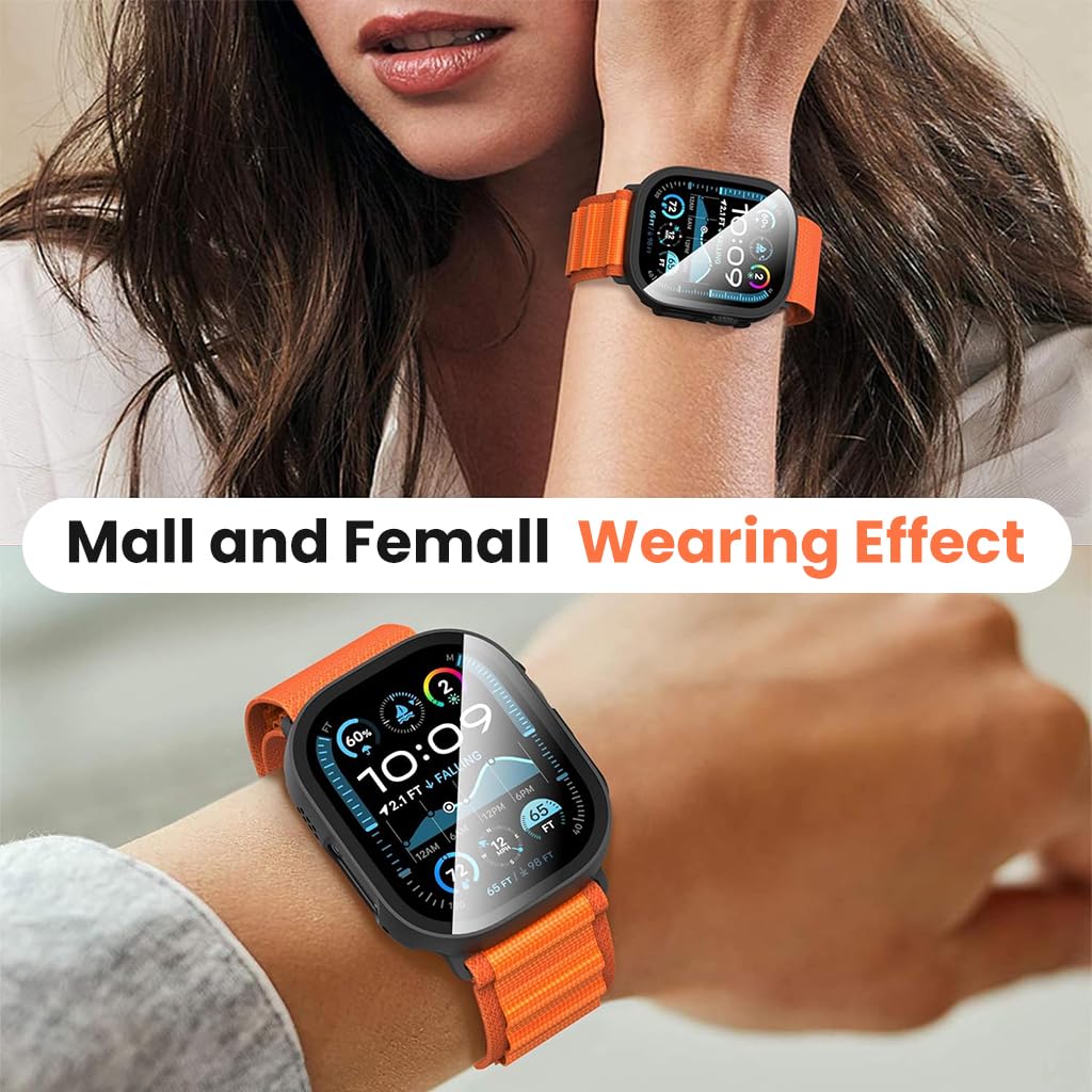 ZORBES Watch Case for iWatch Ultra 3 49mm featuring Snap On Fit and HD Tempered Glass | 2 Pack Black