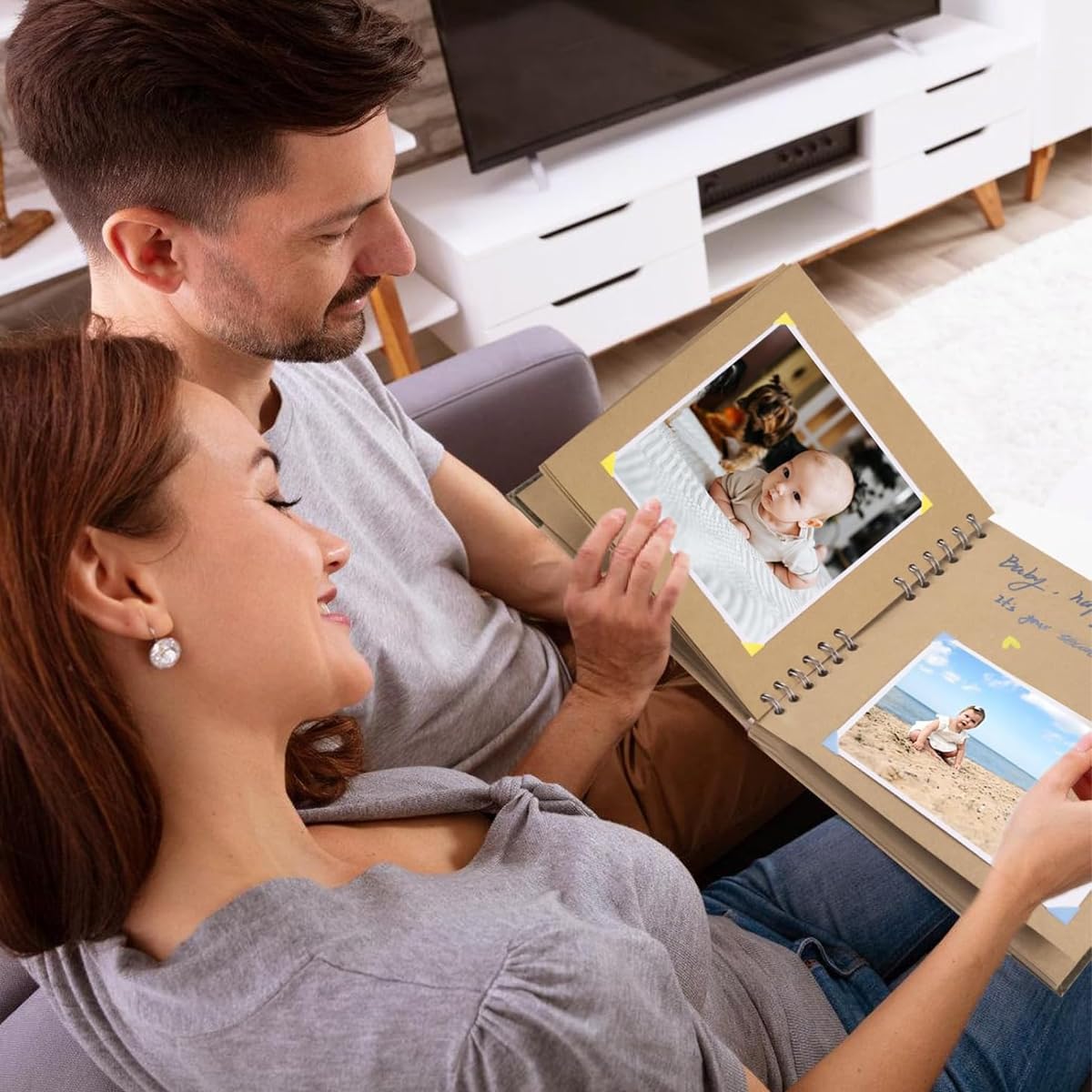 HASTHIP Scrapbook Album 8x8 with 60 Blank Pages for DIY Art and Baby Milestone Memories | 3PCS