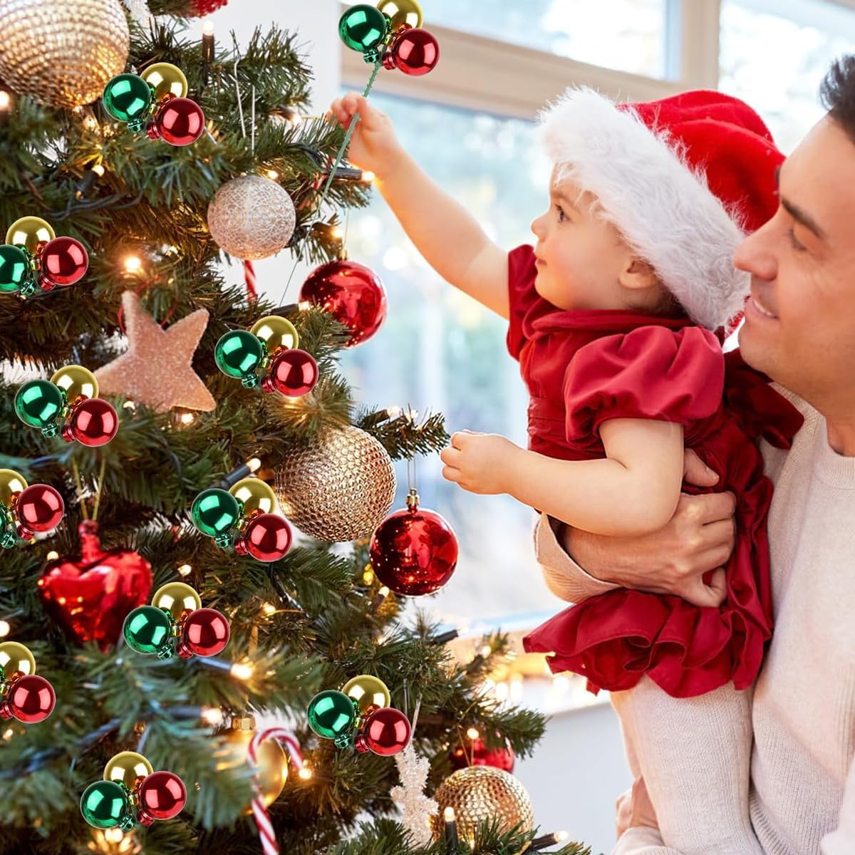 HASTHIP Christmas Ball Ornaments for Tree featuring 12 picks in red green and gold | festive home and DIY crafts décor