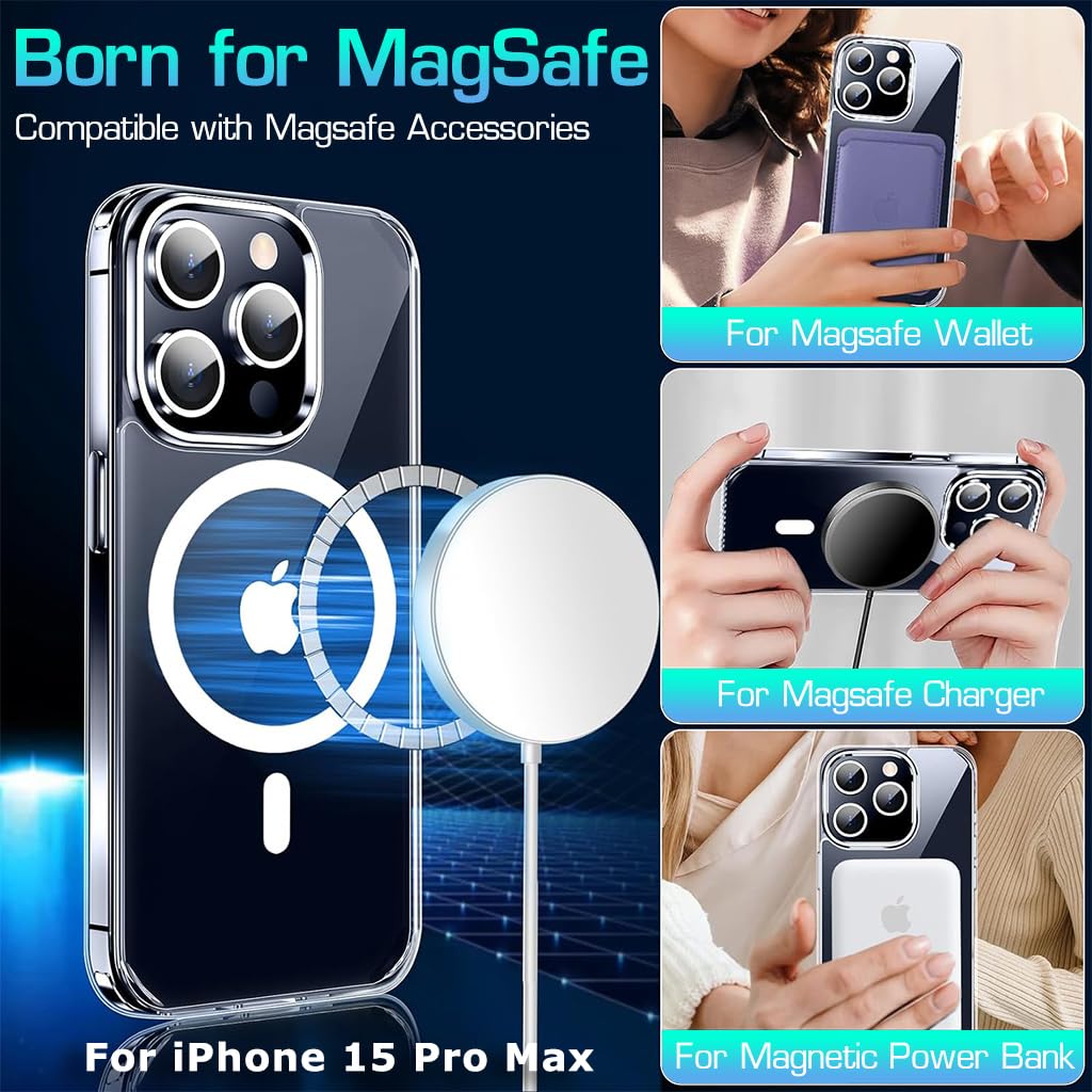 ZORBES Phone Case for iPhone 15 Pro Max with Magsafe Support and Transparent Design | Includes Camera and Screen Protector 6.7 in