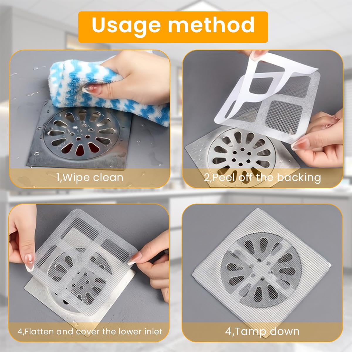 HASTHIP Disposable Shower Drain Hair Catcher 20 Pack with 4mm Holes for Faster Draining | Eco Friendly Degradable Sink Filter Stickers