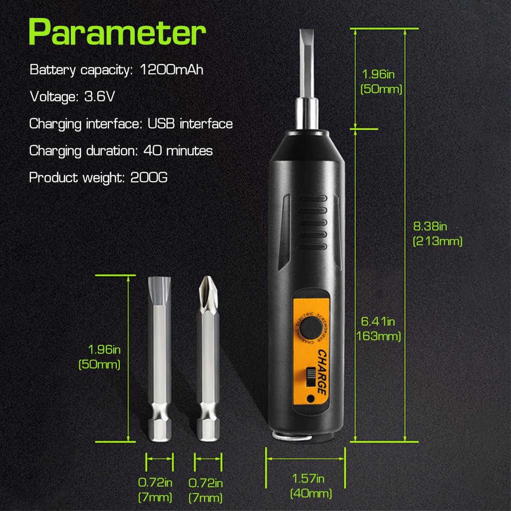 Serplex® 34-in-1 Electric Screwdriver 3.6V Cordless Screwdriver Set with 34 Bits, Precision Screwdriver Set USB Rechargeable Screwdriver Bit Set Mini Electric Screwdriver Tool Set Portable Screwdriver