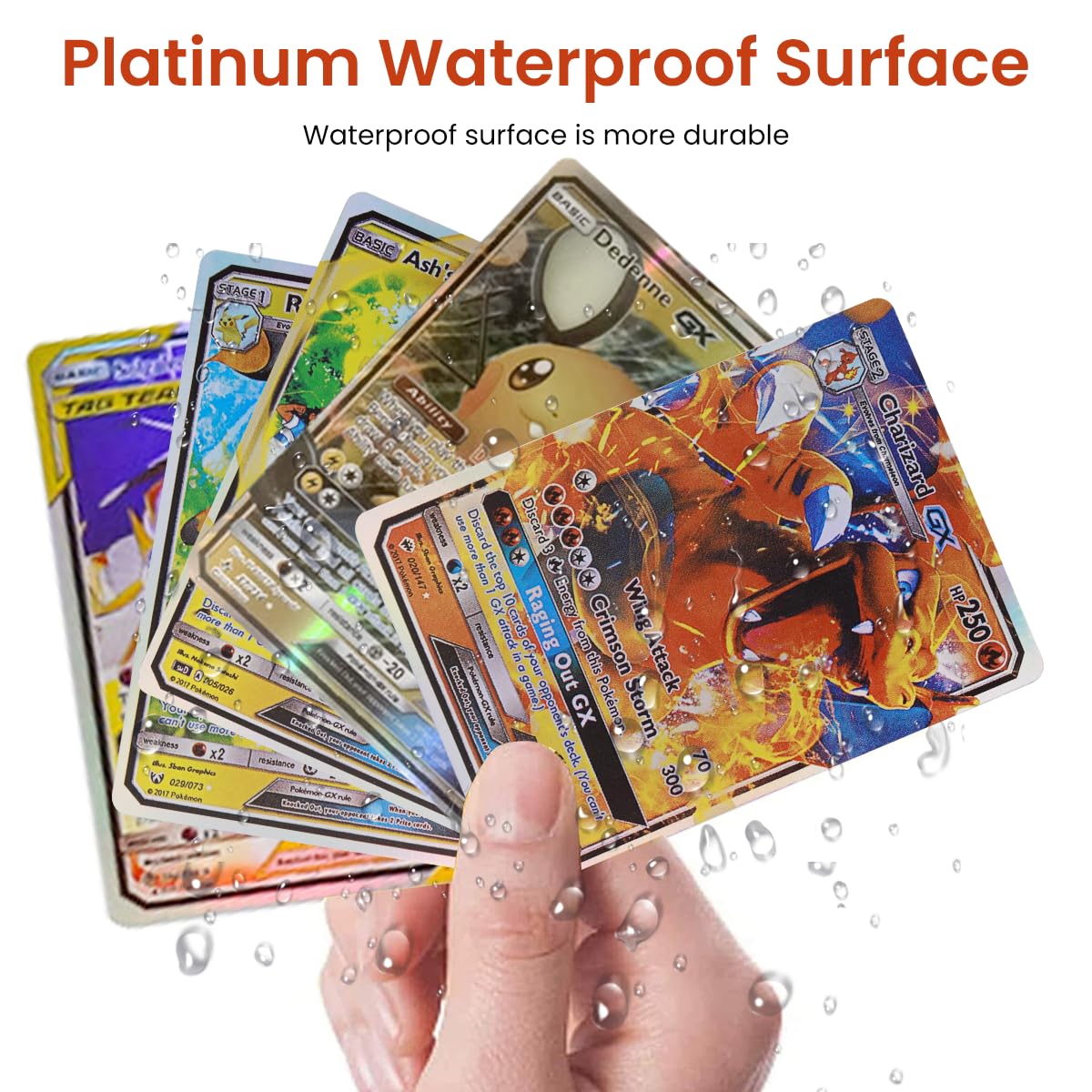 PATPAT Pokemon Cards 100 Pcs for Collectors with Foil Laser Effect and Handy Storage Box