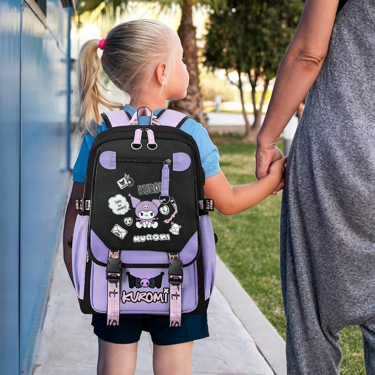 PALAY Kuromi School Backpack with 17 in Large Capacity Compartments for Kids 6–12 | Multicolor