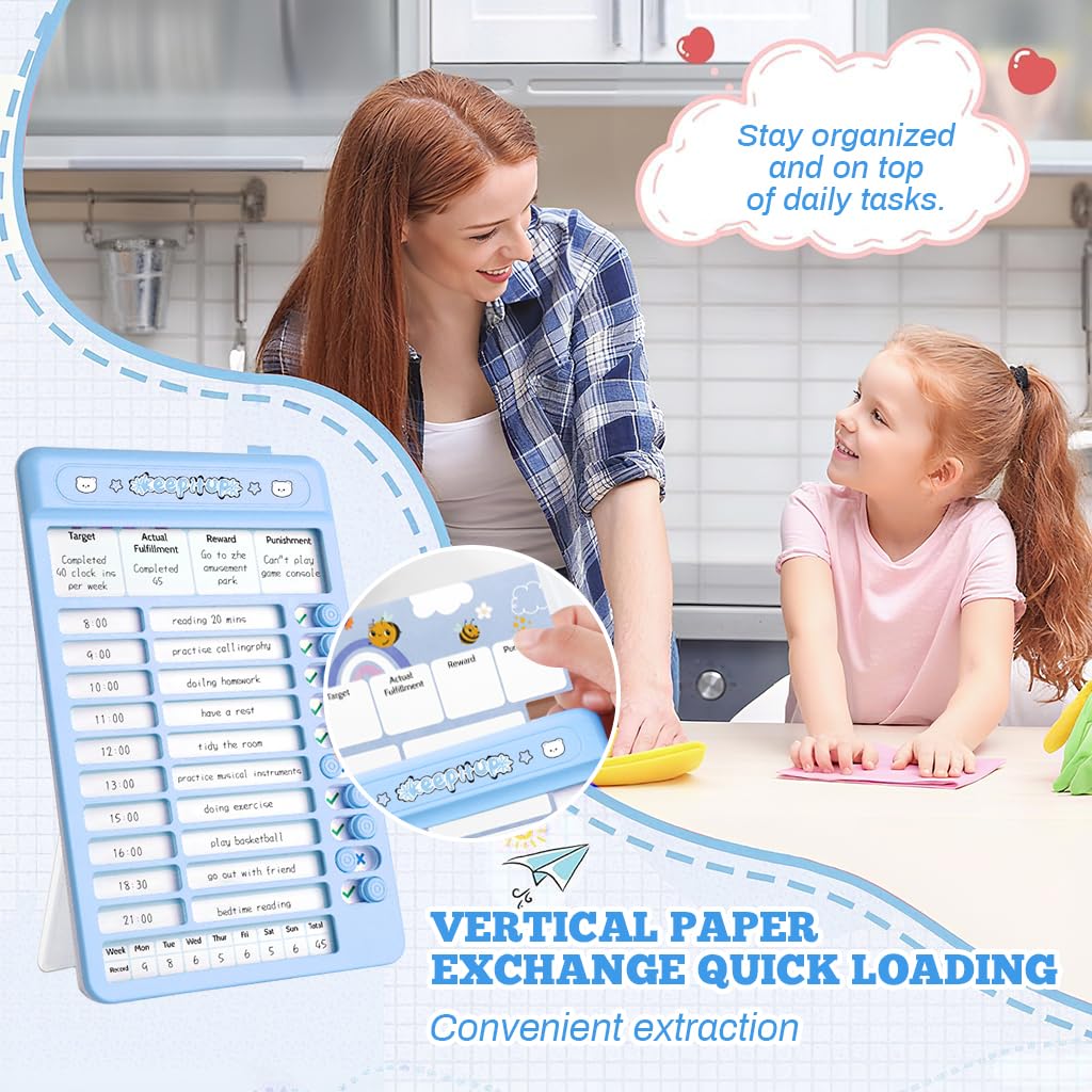 ZIBUYU Dry Erase Chore Chart Board for Kids and Teens with 15 Reusable Sheets | Slider Checklist and Stickers