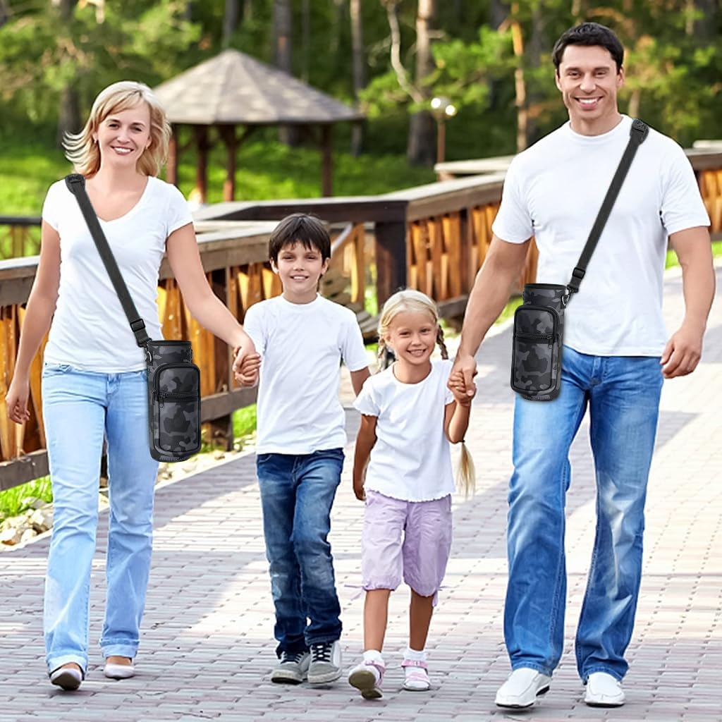 HASTHIP Water Bottle Carrier Bag for 40oz Tumbler with Detachable Strap and Neoprene Fabric | Black