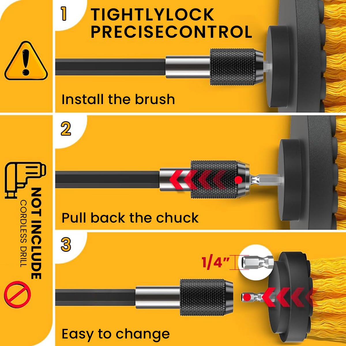 STHIRA Drill Brush Attachments Set with 11 Pcs for Power Drill Cleaning | Flat Hard Bristle Brushes and Scrub Pads