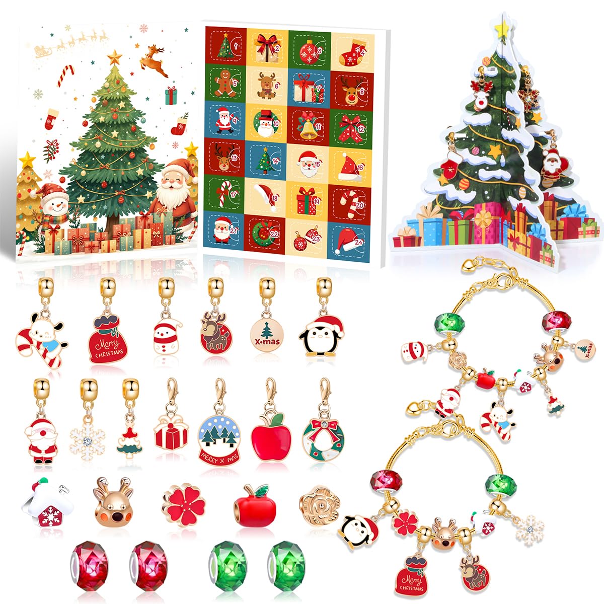 SANNIDHI Christmas Advent Calendar 2025 with 24 Grids and 22 Charms for Girls Jewelry Making | Fun Xmas Countdown Gift