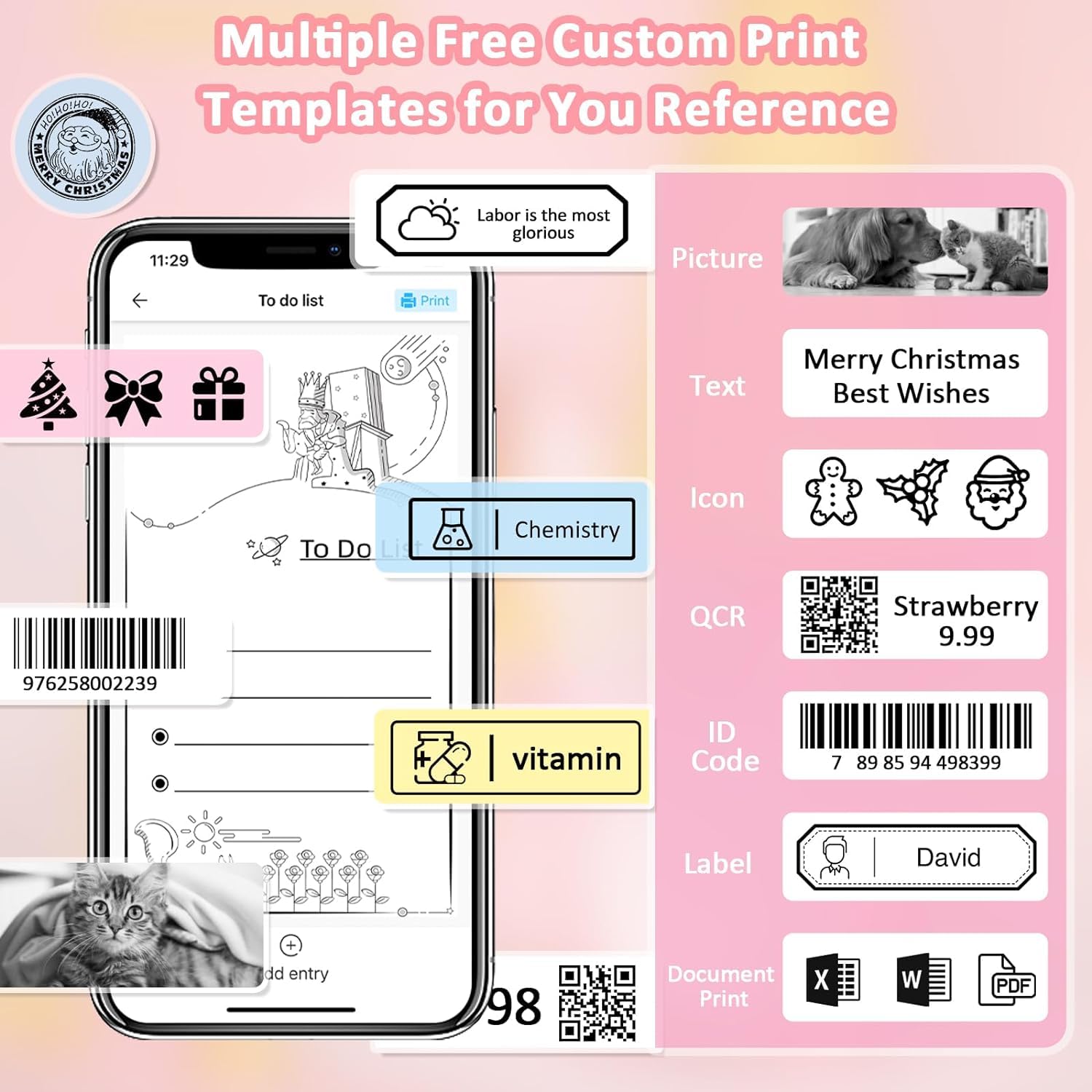 ZEITEL Portable Thermal Mini Printer for Mobile and Home Use with 200DPI Printing | Bluetooth Inkless Design for Students and Journaling