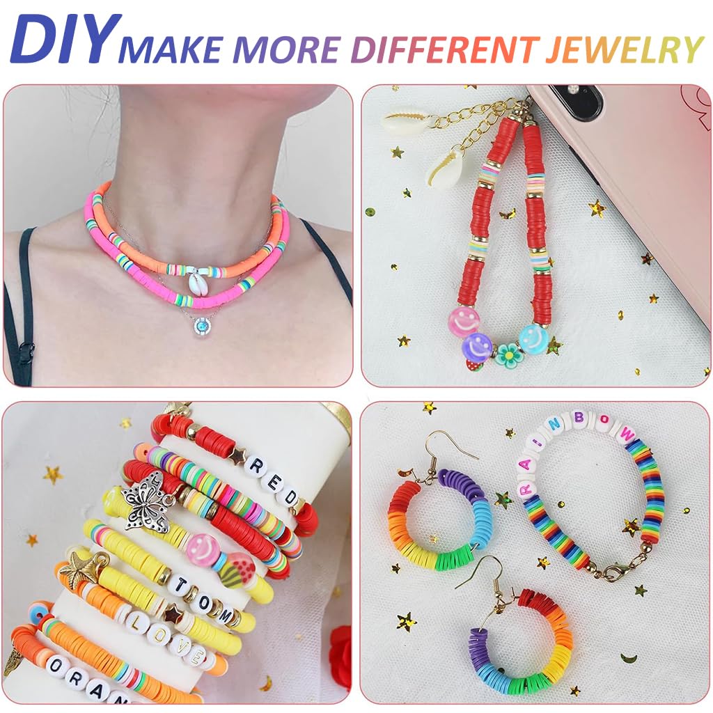 PATPAT Clay Beads Bracelet Kit for DIY Jewelry Making with 3200pcs Polymer Beads | Perfect for Kids and Girls Crafts