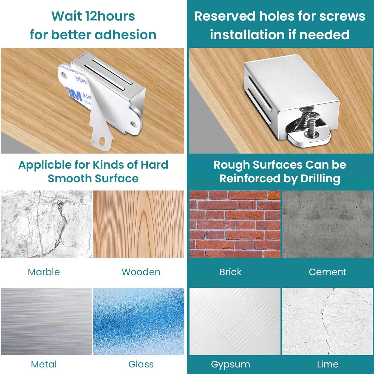 Serplex Cabinet Door Catches for Cabinets and Closets featuring Strong Magnet | 4Pcs Brushed Stainless Steel